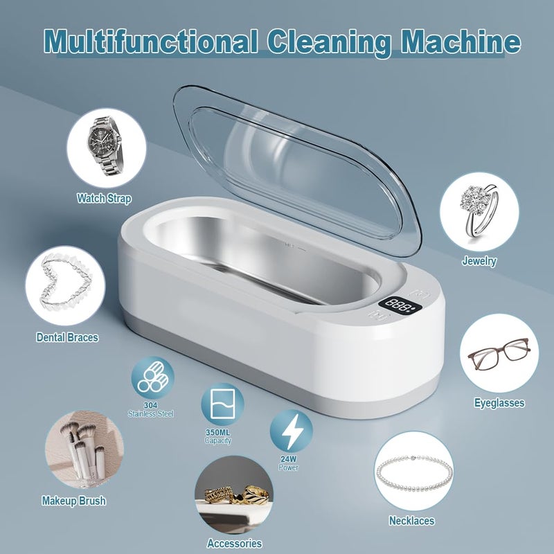 KUNPHY Ultrasonic Retainer Cleaner, 46KHz Professional Ultrasonic Jewelry Cleaner, Retainer Cleaner Machine for Dentures, Braces, Aligner, Dental Appliances - Image 4